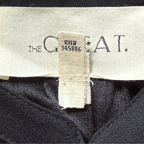 THE GREAT Silk Embroidered Black Floral Boho Peasant Top Size 1 Sm Cottagecore - Picture 13 of 16